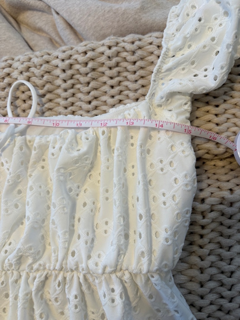 Lucy in the Sky Eyelet Girly Cottagecore Mini White Dress - Picture 10 of 12